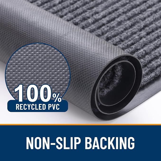 OLANLY 2-Pack Front Door Mats 71x47, Waterproof Heavy-Duty Doormats | Grey - Image 3