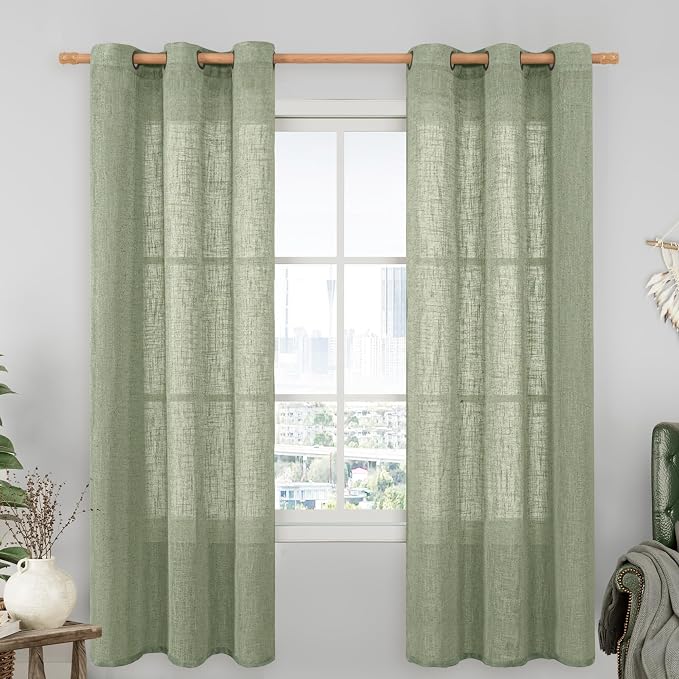 Linen Semi Sheer Curtains 72 Inches Long by LAMIT