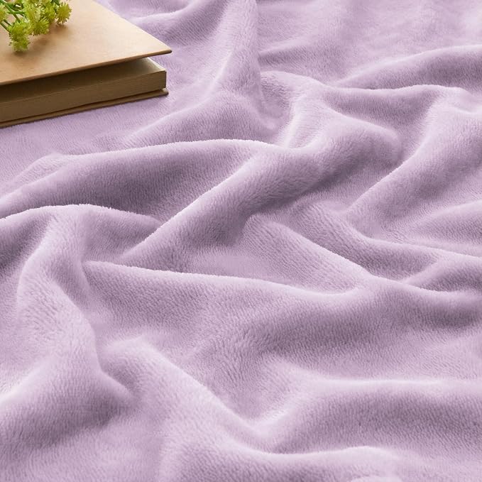 BEDELITE Fleece Blanket Soft Plush Queen Size Bed Blanket Lilac 90"x90" | Ultra - Image 4