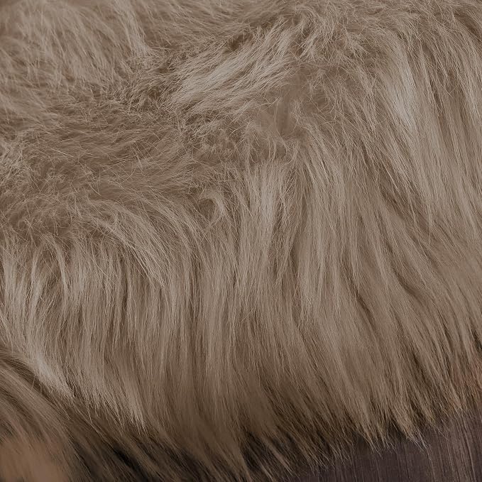 Latepis Beige Faux Fur Rug 8x10, Faux Fur Sheepskin Rug - Image 7