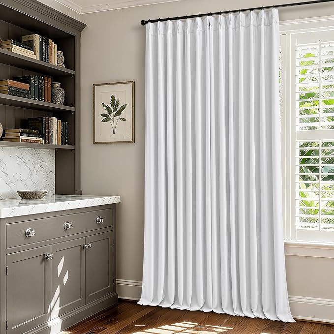 Snow White Pleated Linen 100% Blackout Curtains 100 Inches Long | Pinch Pleat - Image 8