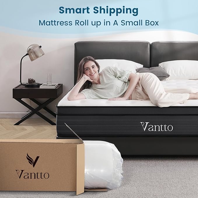 Queen Size Mattress, 12 Inch Individual Pocket Springs Hybrid Memory Foam Queen Mattress in a Box for Pressure Relief, Motion Isolation, CertiPUR-US