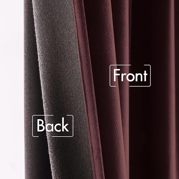 MIULEE Velvet Curtains 52x90 inches 2 Panels Ruby Wine Blackout Curtains | - Image 6