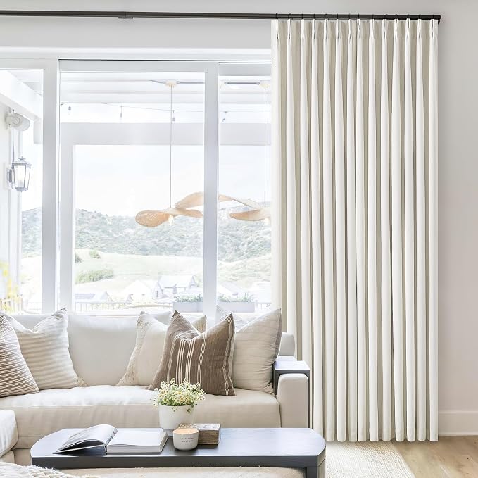 Natural Linen Pinch Pleated Full Blackout Curtains 94 Inch Long 2 Panels | - Image 5