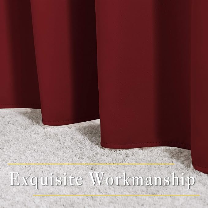 NICETOWN Blackout Burgundy Red Curtains 102 inches Long 2 Panels, Grommet - Image 6