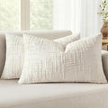 MIULEE Chenille Textured Lumbar Throw Pillow Covers Cream White 12x20 | Set of 2 by MIULEE