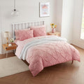 7 Piece Comforter Set Bed in a Bag Ombre Pintuck Design All Season Soft Down Alternative Bedding Comforter Set & Luxurious Matching Bed Sheets & Pillow Shams, Ombre Pintuck Blush, Queen