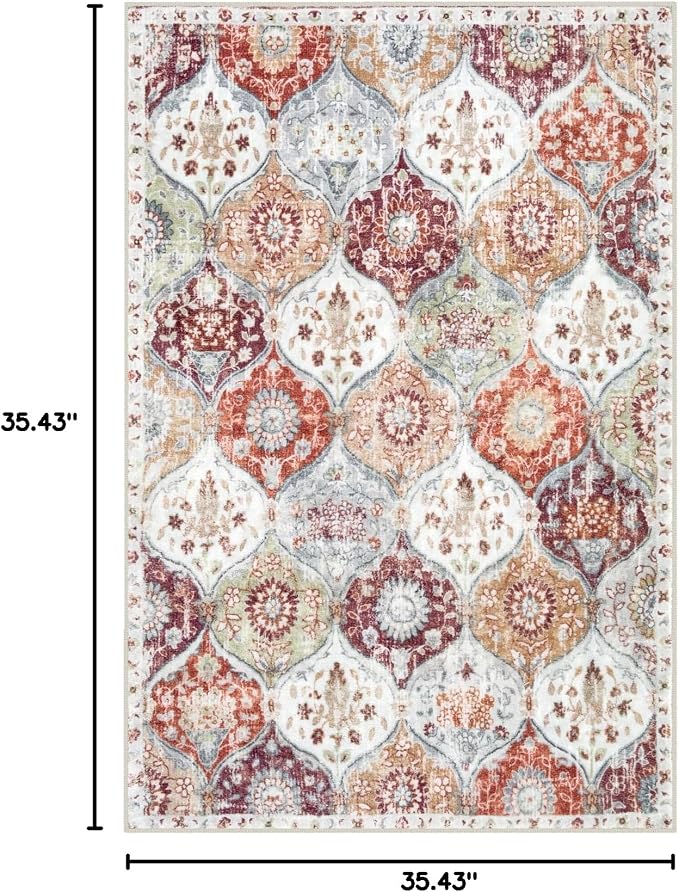 Lahome Moroccan Washable Rugs for Living Room, 4x6 Rug for Bedroom Non-Slip | - Image 2