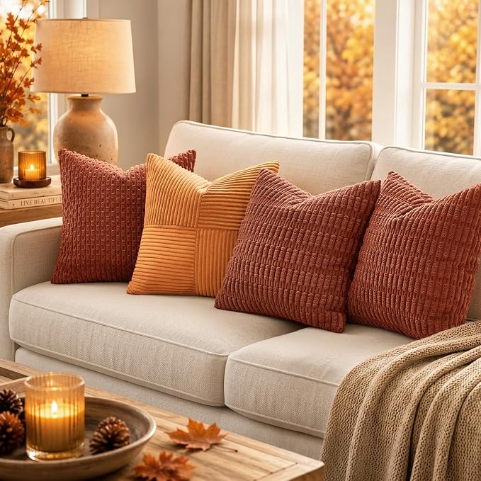 MIULEE Fall Decorative Throw Pillow Covers 12x12 Dark Rust Pack of 2 | - Image 3