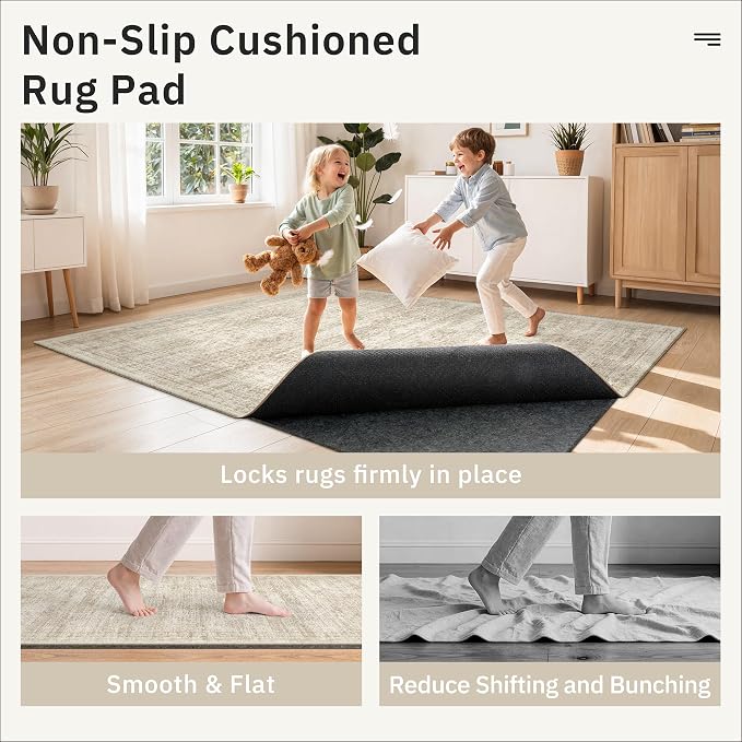 Soalmost Non Slip Rug Pads 5x7, 1/4" Thick Felt Cushioned Rug Gripper Pad | - Image 3