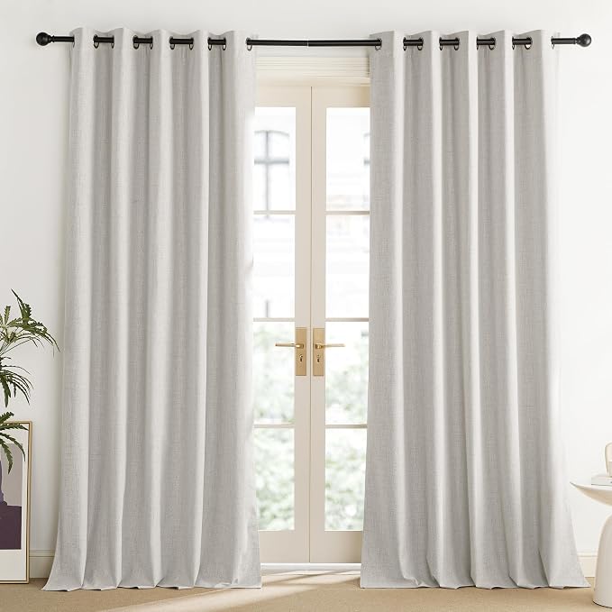 NICETOWN Snowbound Vintage Linen 100% Blackout Curtains - Image 2