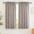 RYB HOME Privacy Sheer Curtains - Dual Rod Pocket Semi Sheer Drapes for Living Room, Linen Semi-Translucent Curtains for Bedroom, Birch Brown, 52 Wide x 63 inches Long, 1 Pair