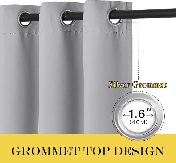 NICETOWN Blackout Silver Grey Curtain Vertical Blinds, Grommet Room Darkening - Image 2
