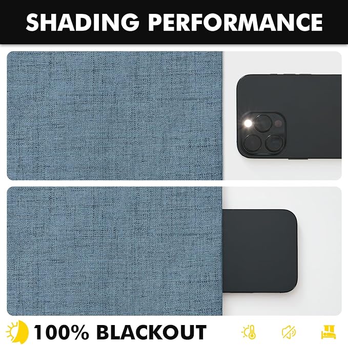 MIULEE 100% Blackout Linen Curtains 42 x 72 Inch Stone Blue 2 Panels | Thermal - Image 7