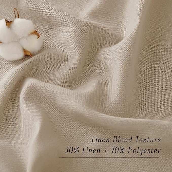 NICETOWN Taupe Thick Linen Curtains 72" Length, Grommet Privacy Window - Image 6
