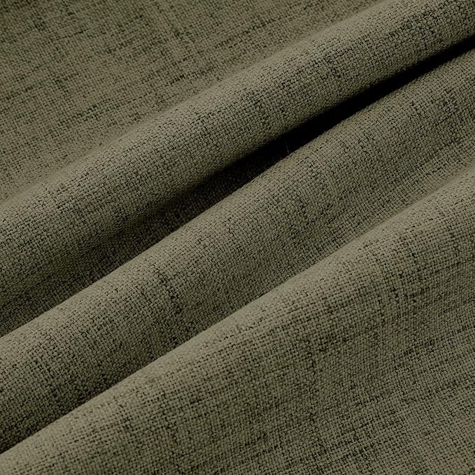 MIULEE 100% Blackout Linen Curtains 42 x 72 Inch Light Olive Green 2 Panels | - Image 9