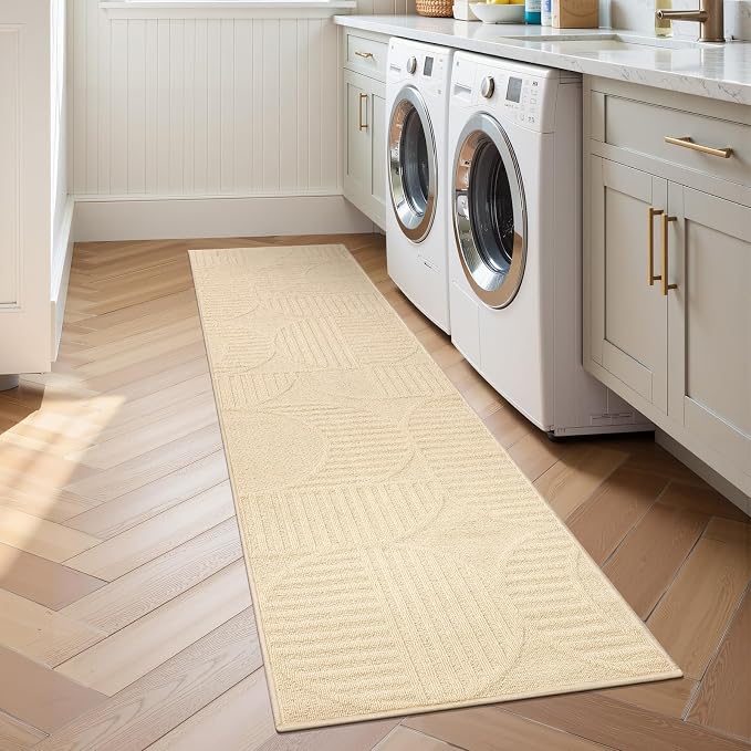 Findosom Washable Runner Rug 2x10, Geometric High-Low Textured Non Slip Hallway - Image 9