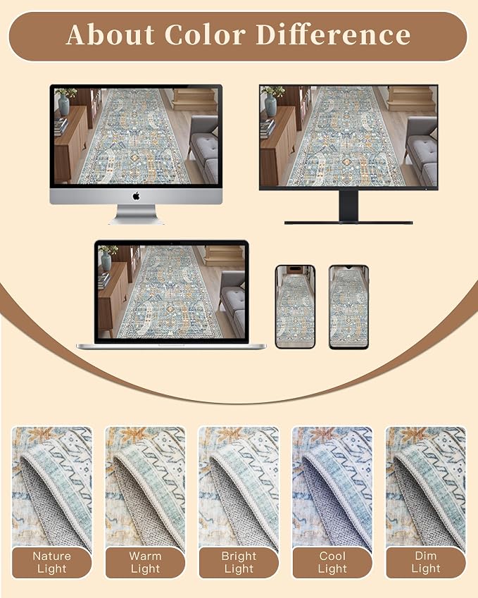 Madane Washable Runner Rugs 2x12 Long - Image 13