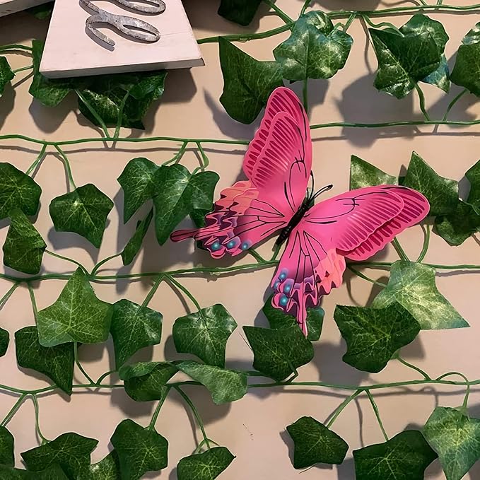 Butterfly Wall Decor 24/48 PCS, 3D Butterflies Stickers for Party Decorations with Magnets(Pink, 24)