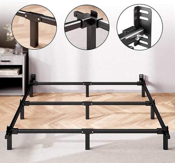 ZINUS 7 Inch Compack® Metal Bed Frame, Support Bed Frame for Box Spring and Mattress Set, Black, King