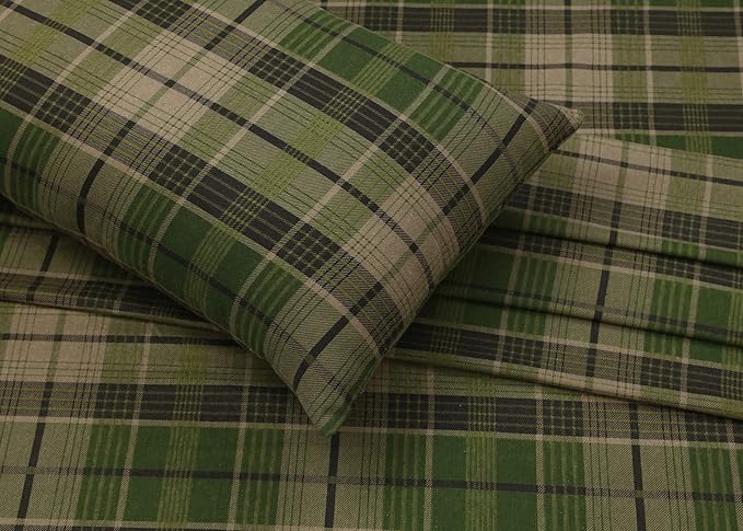 RUVANTI Flannel Sheets Twin XL Size - 100% Cotton Double Brushed Twin XL Sheet Sets, Deep Pockets 16 Inches, All Seasons Breathable & Extra Soft Bed Sheets, Warm & Cozy, 3 Piece, DNA Plaid