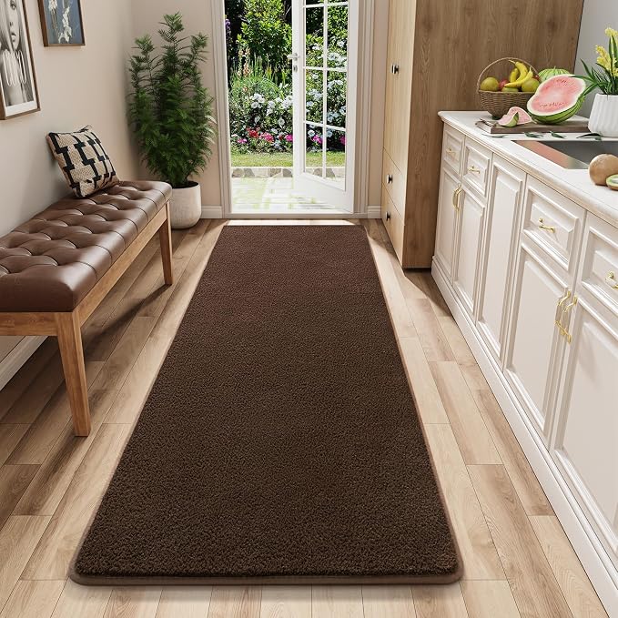 2x6 Runner Rug for Hallway, Long Runner Rugs Non Slip, Coffee | Soft Washable by AROGANAREARUG