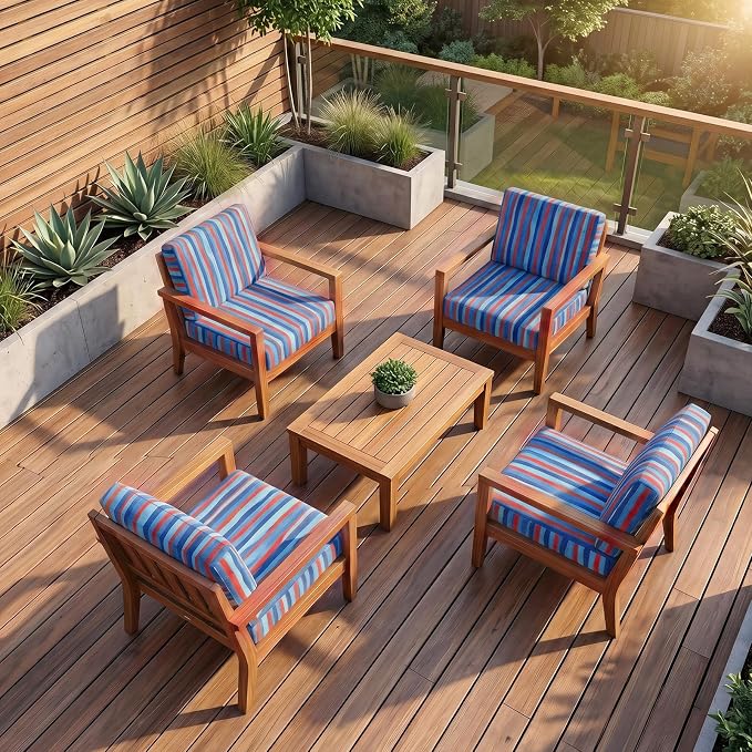 8Pcs Patio Cushion Covers Stretch Outdoor Furniture Protector Slipcovers | - Image 5