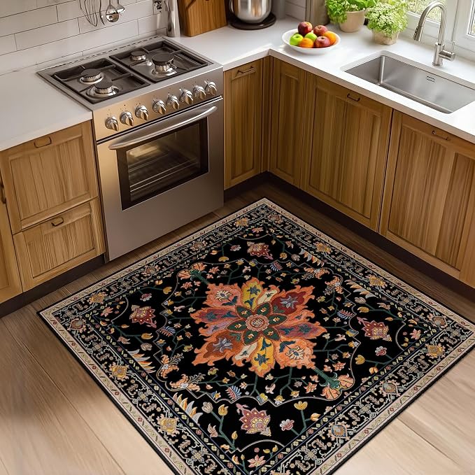 RELEANY Washable Area Rug, Square 4'x4', Water Repellent, Pet Friendly by RELEANY