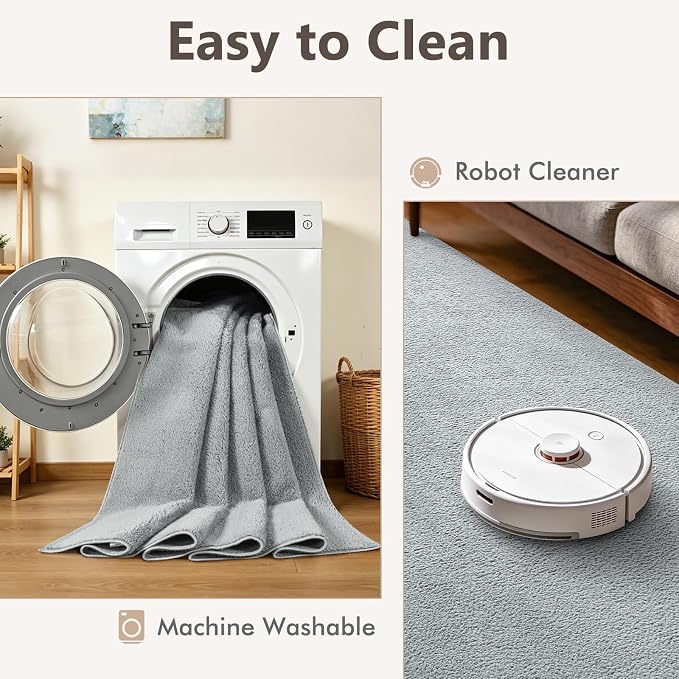 2x3 Light Grey Solid Area Rug Washable Non-Slip - Image 7