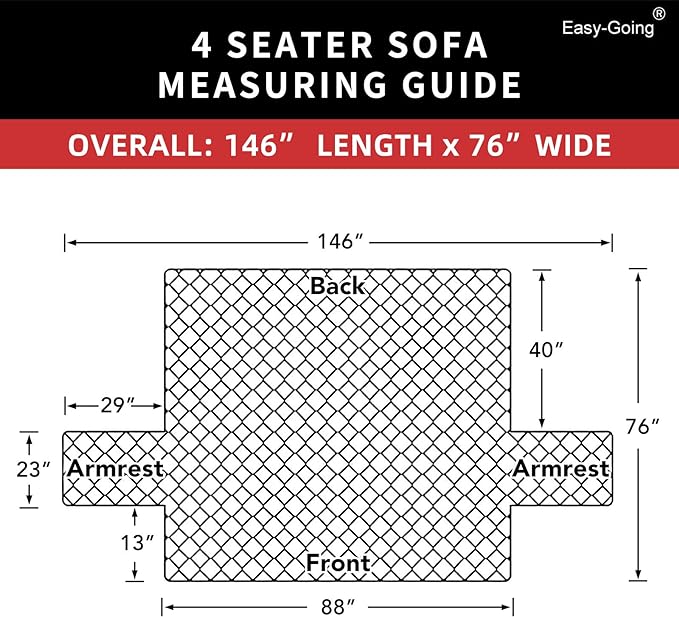 Easy-Going Reversible Couch Cover, 4 Seater Sofa, Washable Slipcover - Image 7