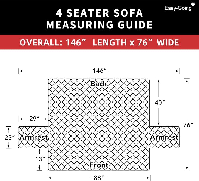Easy-Going Reversible Couch Cover, 4 Seater Sofa, XX-Large Sofa, Water - Image 7