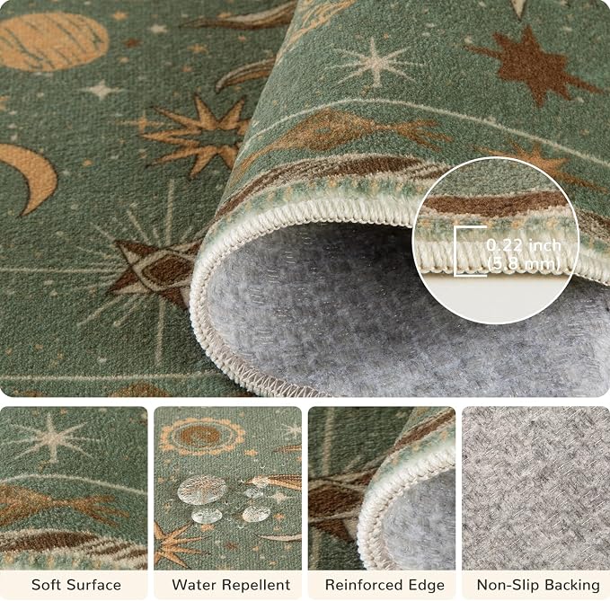Vacuum-Friendly, Round 6ft Washable Area Rug - Image 3