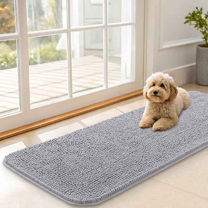 OLANLY Dog Door Mat for Muddy Paws 47x17, Super Absorbent Chenille Mud Mat | by OLANLY