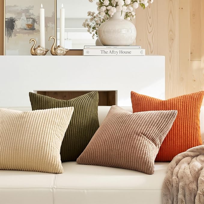 Topfinel Boho Rust OliveGreen Throw Pillow Covers 16x16 Inch Set of 4 Mordern - Image 3