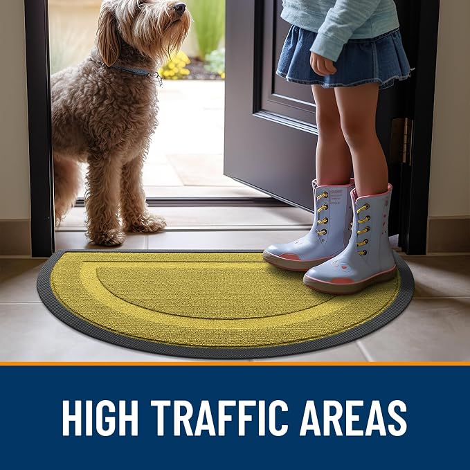 OLANLY Half Circle Front Door Mat Outside 29.5x17 All-Season Rubber Doormat | - Image 7