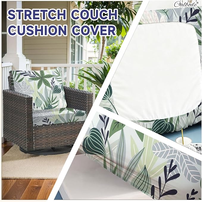 CALBODE 8 Pcs Stretch Indoor/Outdoor Seat Cushion Covers, Washable Reusable - Image 4