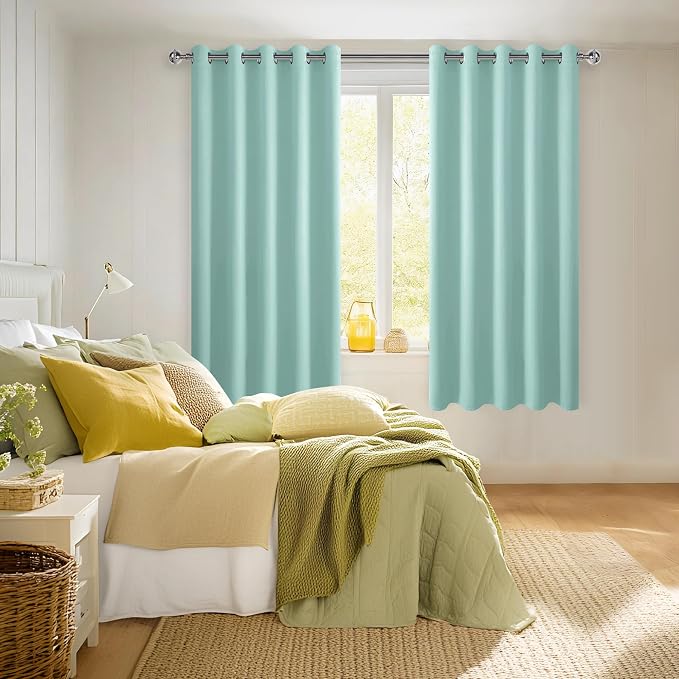 Room Darkening Curtains for Bedroom, 60 x 72 Inches, 2 Panels, Aqua | Thermal - Image 7