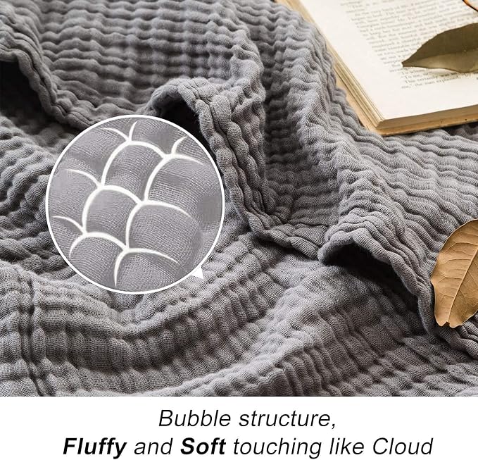 EMME Muslin Blankets for Adults Throw Blanket for Couch Breathable Gauze Soft - Image 8