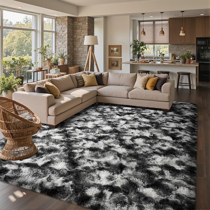 8x10 Ft Extra Large Shag Rugs for Living Room, Tie Dyed Ultra Soft Fluffy Furry by Cuzwlovita