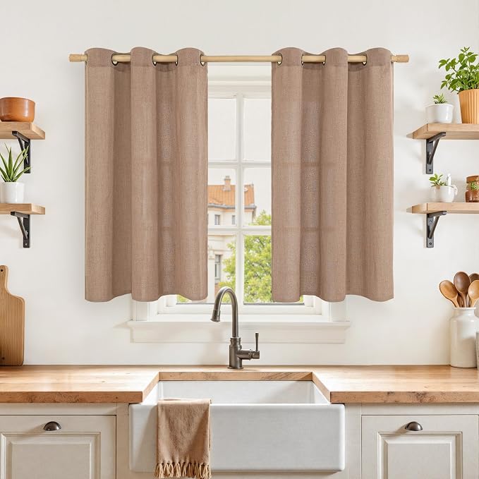 YoungsTex Linen Semi Sheer Curtains 42X40 Inch Length by YoungsTex