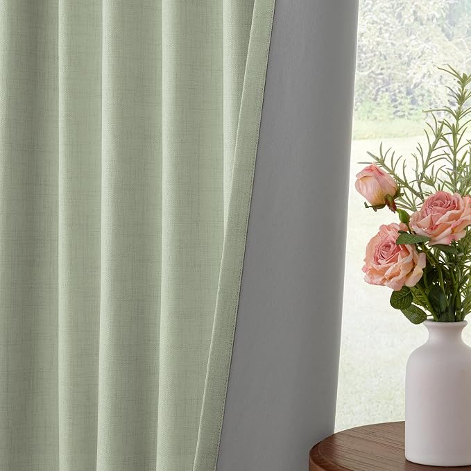 INOVADAY Sage Green Curtains 100% Blackout Curtains - Image 7
