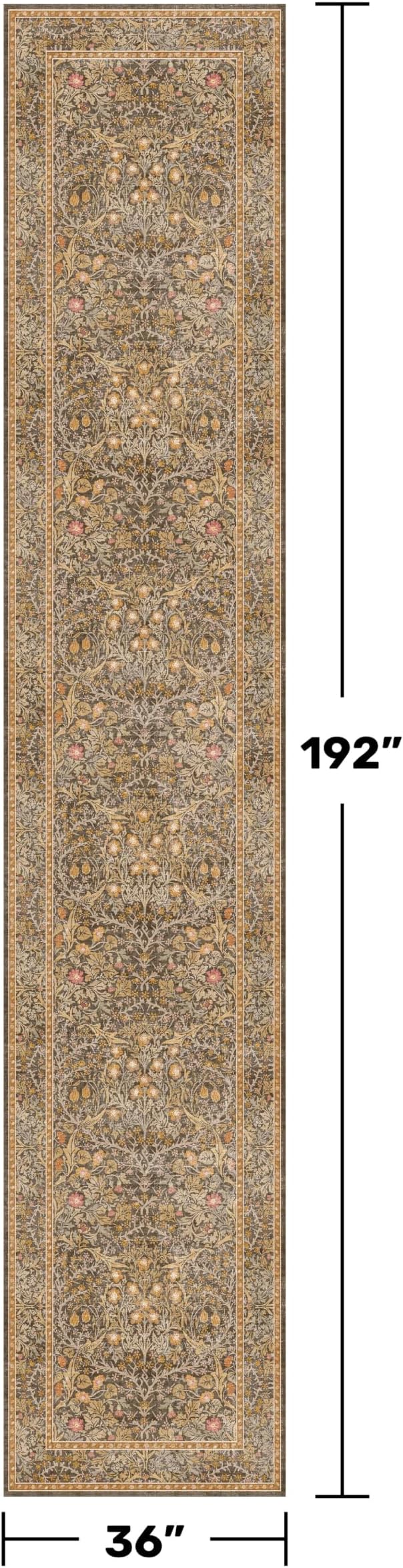 Brown Washable 3x16 Extra Long Runner Rug - Image 2