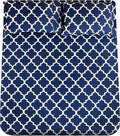 Mejoroom Full Bed Sheet Set - Super Soft Brushed Microfiber 1800 Thread Count Full Sheets with 16 inch Deep Pocket - Wrinkle Free - 4 Piece(Navy Quatrefoil with White Pattern)