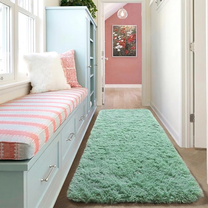Sage Green Runner Rugs for Bedroom Living Room, Fluffy 2x6 Bedside Area Rug | - Image 7
