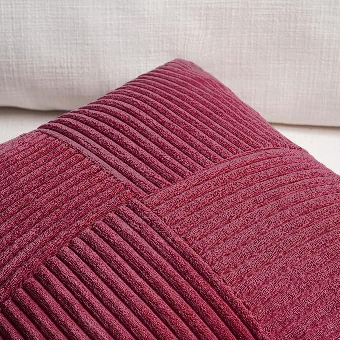 Fancy Homi 2 Packs Burgundy Lumbar Decorative Throw Pillow Covers 14x22 Inch - Image 3