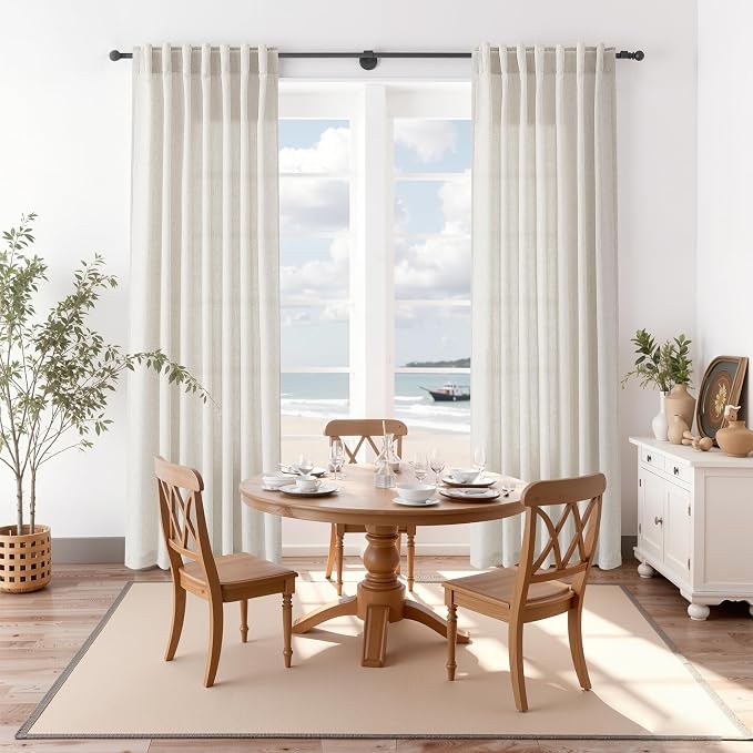 Pearl White Linen Curtains 102 Inches Long - Image 8