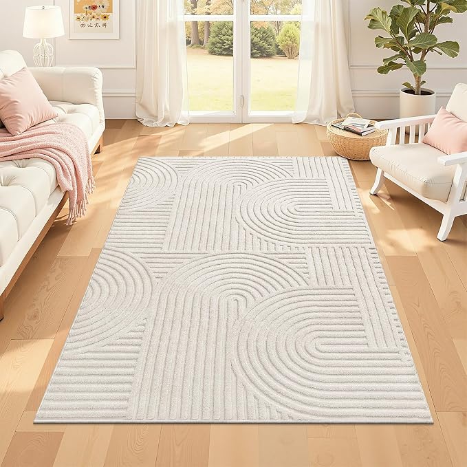 Pauwer 4x6 Area Rugs for Living Room, Modern Non Slip Washable Rug, Soft Fluffy by Pauwer