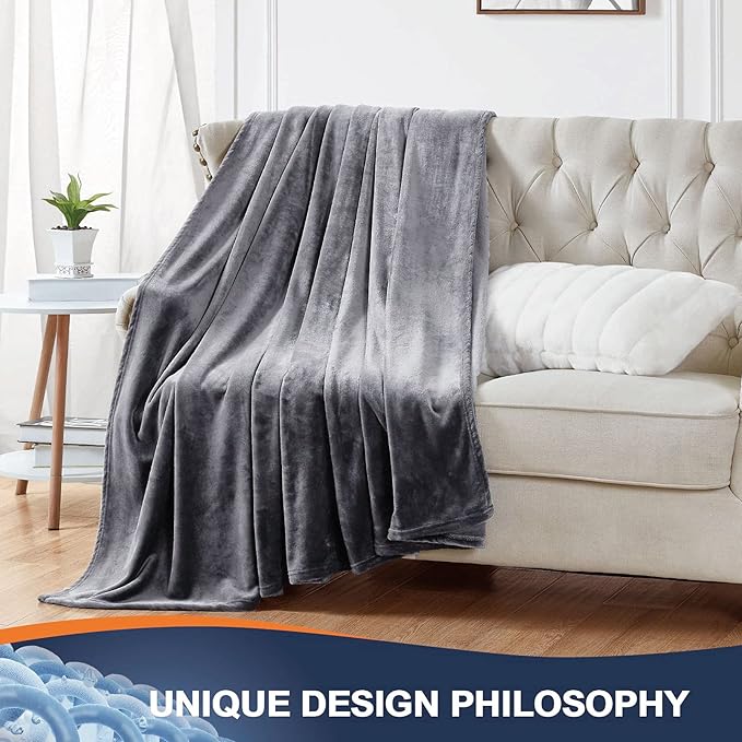 Walensee Fleece Blanket Plush Throw Fuzzy Lightweight (XL-Twin Size 66x90 Dark Grey) Super Soft Microfiber Flannel Blankets for Couch, Bed, Sofa Ultra Luxurious Warm and Cozy for All Seasons
