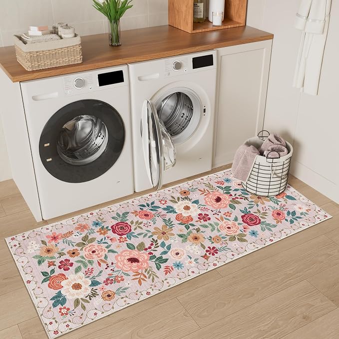 DUKINO 2x5 Runner Rug, Floral Washable Rug - Image 7