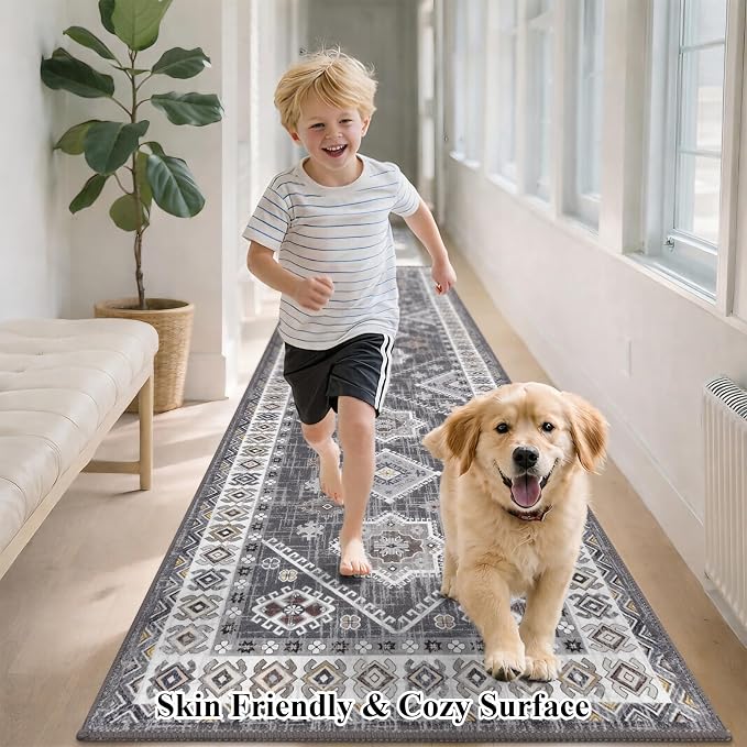 HEBE Boho Kitchen Mats for Floor 24''x96'', Non Slip Washable Runner Rug | - Image 9